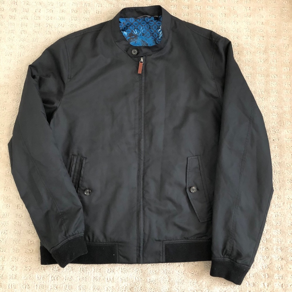 Black Ted Baker Zip Up Bomber Jacket
